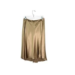 Vintage Talbots Pure Silk Slip Skirt A Line Brown Beige Tan Circle Sz 10 EUC